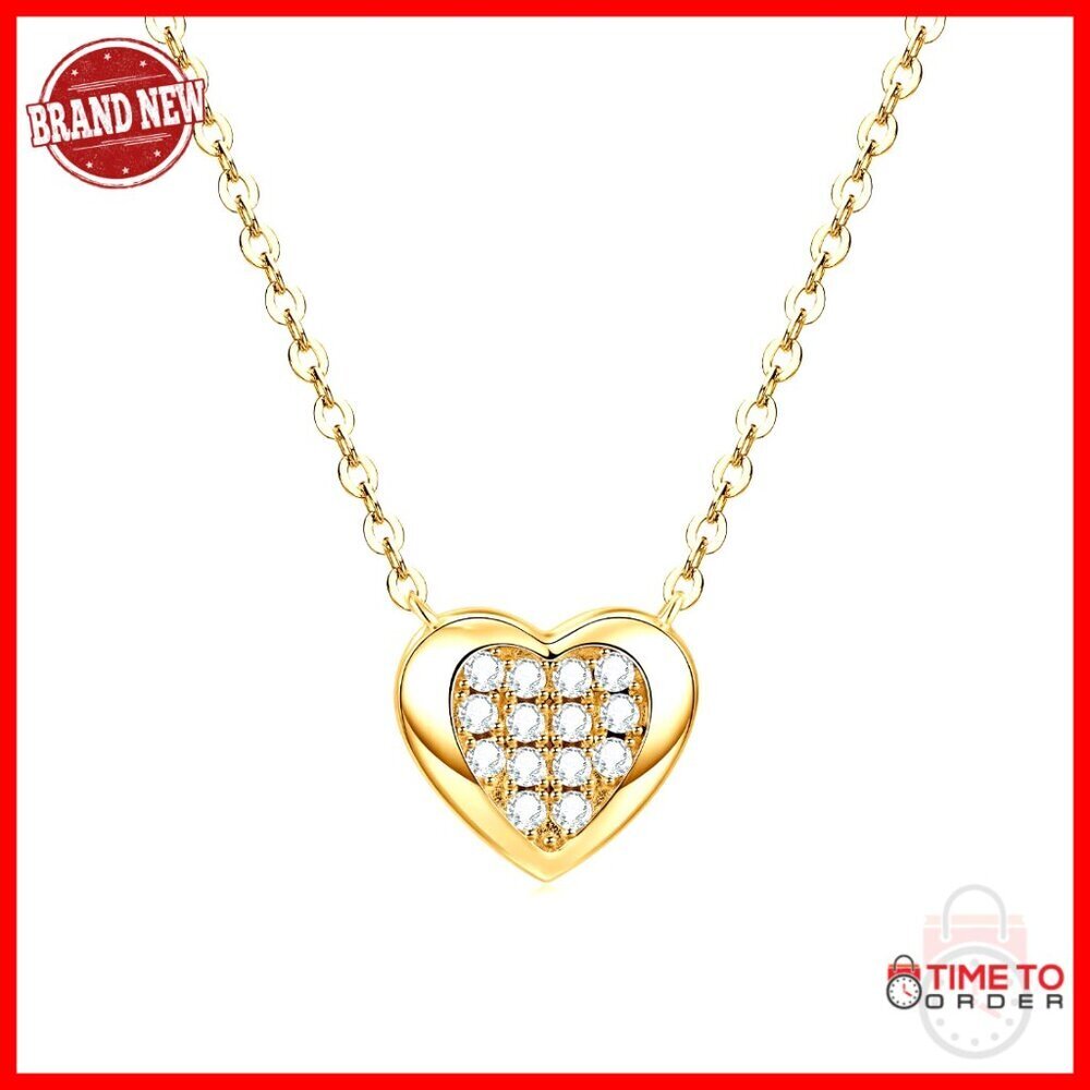 Sterling Silver Moissanite Heart Pendant Necklace 0.21CT Adjustable Chain